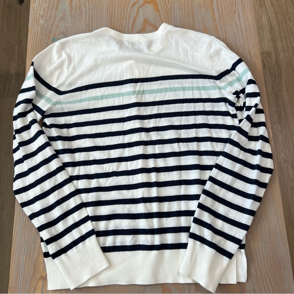 LOFT button down cotton crew neck striped cardigan size small NWT - Picture 7 of 7